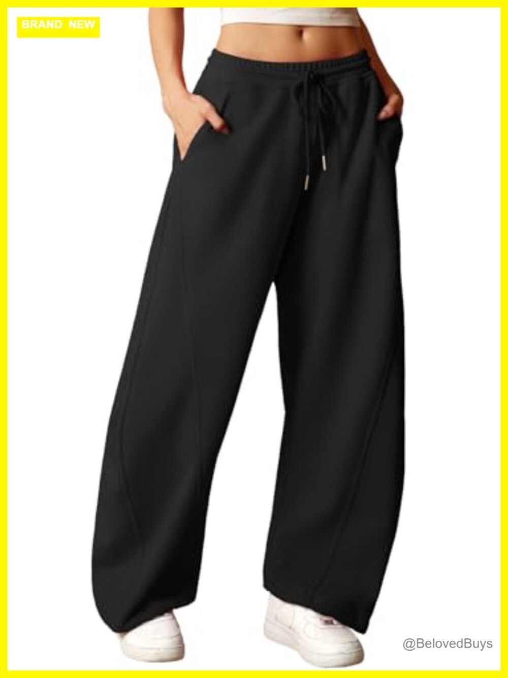 Wide Leg Barrel Sweatpants with Pockets Drawstring Cuffs